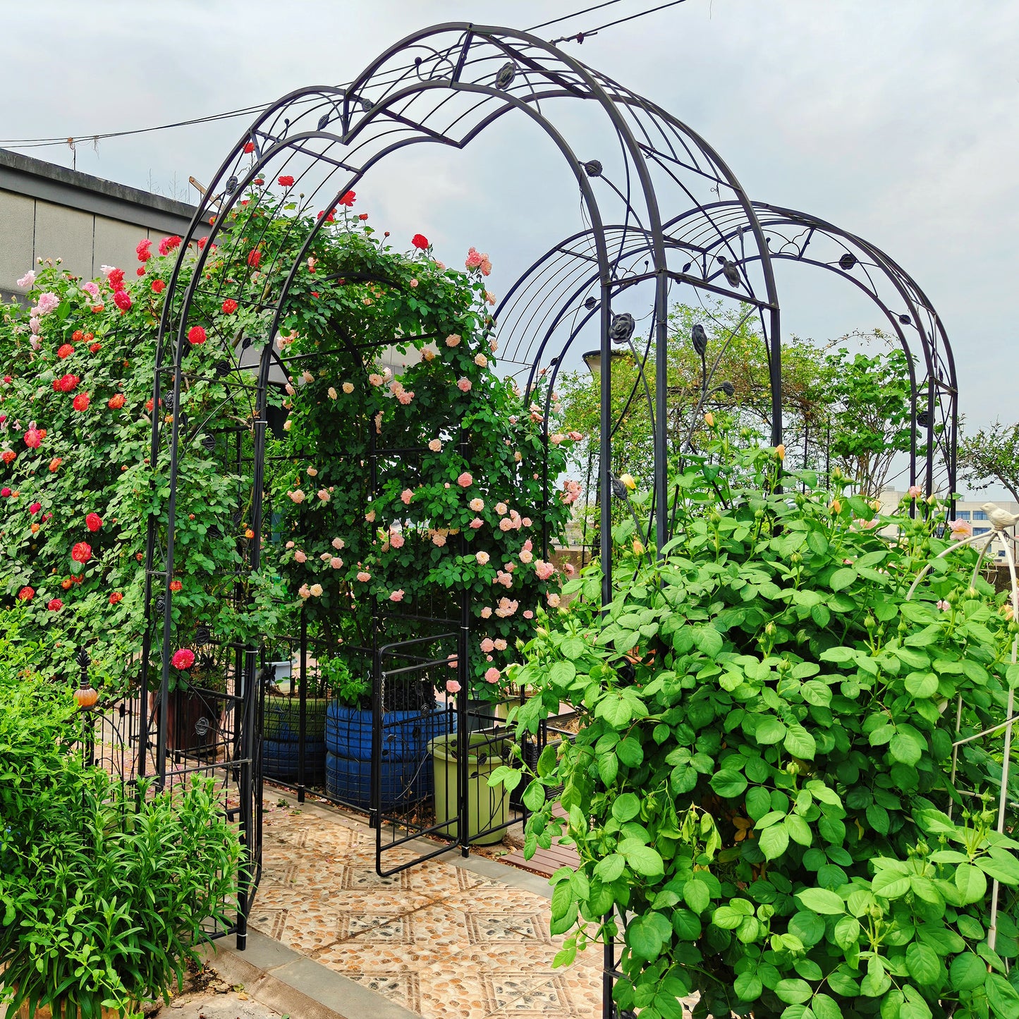 Metal Garden Arch Assemble Freely With 8 Styles Garden Arbor Trellis Climbing Plants Support Rose Arch Black