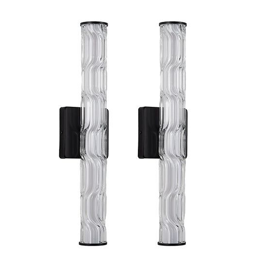 19.7in Black Bathroom Wall Sconce Set Of 2, Modern Single Sconce Wall Lighting, Upgrated K9 Crystal Bronze Wall Light, Bedroom Vanity Sconce, Wall Lamp For Living Room, Stairway, Hallway