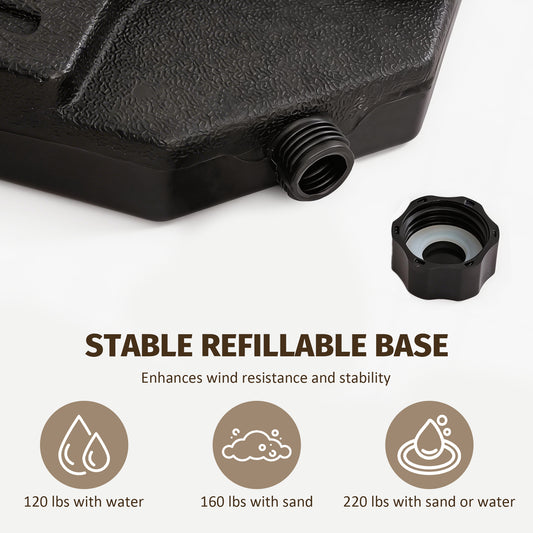 Heavy-Duty Fan-Style Cantilever Umbrella Base, 4-Panel Refillable With Water Sand  220 Lbs , Weatherproof HDPE With Metal Lock Hooks, Stackable & Portable, Black  For Backyard, Lawn, Pool