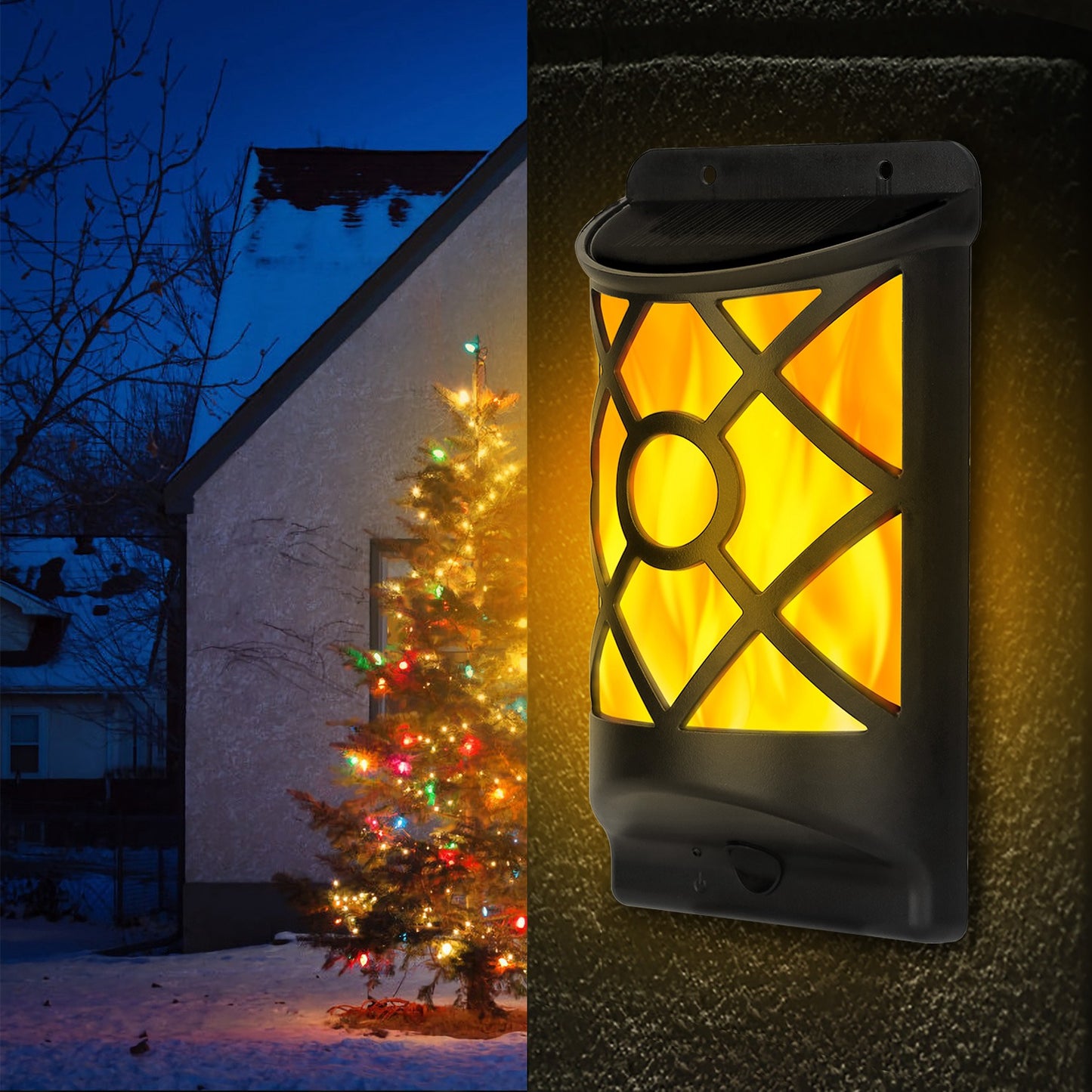 Forbidden To Sell On Walmart 1Pc Flame Solar Lights Outdoor 96 LEDs Waterproof Flickering Flame Wall Mount Lamp Auto On Off Sensor Decorative Landscape Night Lamp For Deck Patio Yard