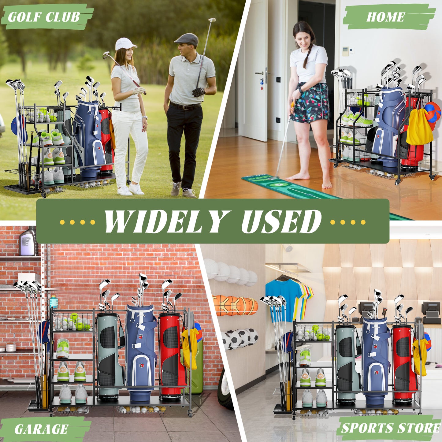 Golf Bag Storage Garage Organizer,Golf Club Bag Storage Rack For Garage, Extra Storage Rack For Golf Clubs,Golf Bag Organizer Fit For Garage,Shed,Basement