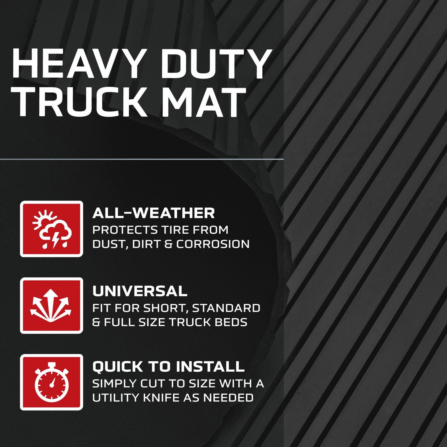 Truck Bed Mat Heavy Duty Thick Rubber All Weather Industrial Strength Liner--A86620-MT-330 -EB2