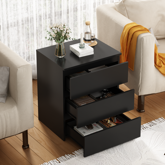 Set Of 2 3 Drawer Dresser, Small Dresser For Closet, Wooden Nightstand For Bedroom, Chest Of Drawers Side Table Storage Cabinet For Home Office Entryway Hallway, Each Box Contains Two Side Tables