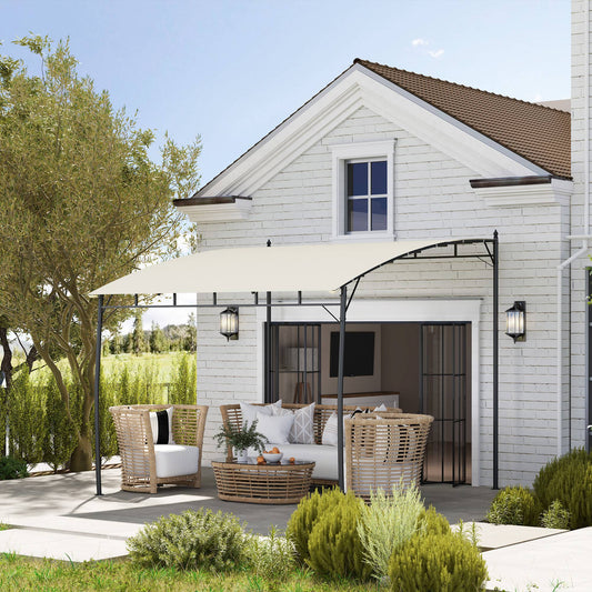 10' X 10' Outdoor Pergola Gazebo, Garden Sun Shade Shelter With Metal Frame For Porch, Patio, Deck, Backyard, Cream