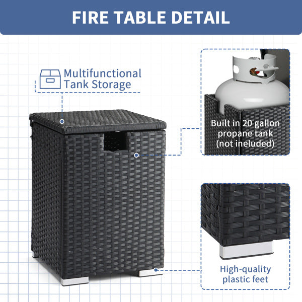 Gas Cylinder Storage - Black Four-strand Rattan - 40X40X57cm - Rattan Edge Table