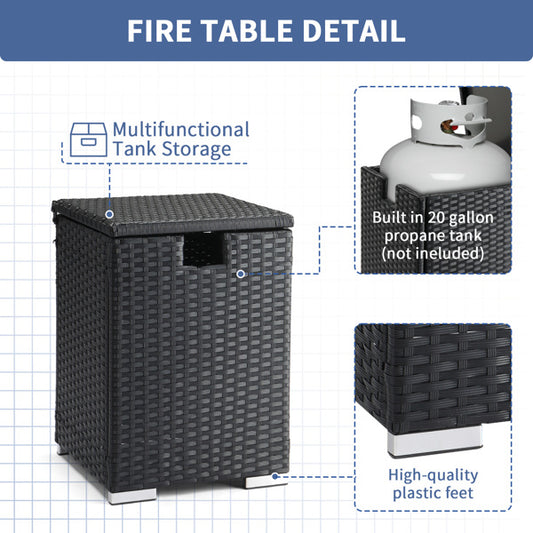 Gas Cylinder Storage - Black Four-strand Rattan - 40X40X57cm - Rattan Edge Table