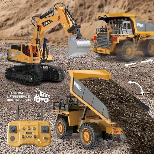 1 20 Premium 2.4G RC Alloy Dump Truck With 13 Channels, Lights, Sounds, And Rechargeable Battery, A Fun Parent Child Activity For Boys, Kids, And Families.