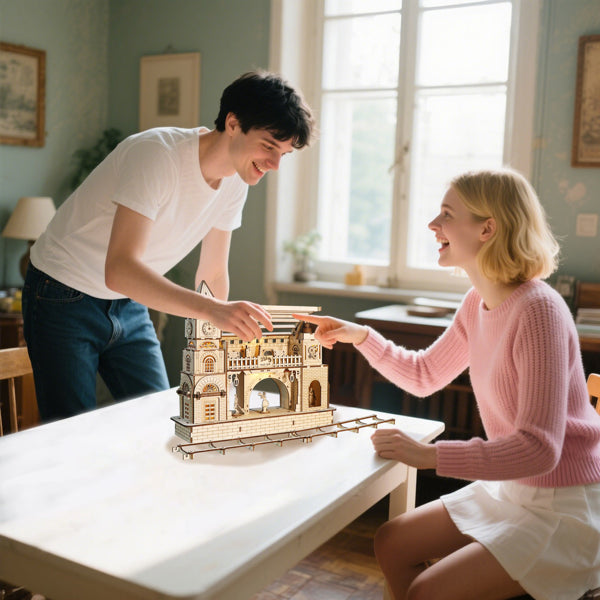 3D Wooden Puzzle Railway Station Model Kits To Build Wooden Construction Handmade DIY Craft Unique Gift For Christmas
