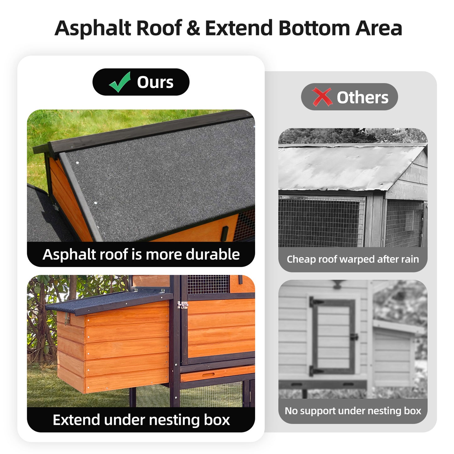 Prohibited Platform-Temu,brown  Black Wooden Chicken Coop, Large Outdoor Hen House With Run And Nesting Box Poultry Cage, Rabbit Hutch, Waterproof Anti-UV Panel For Backyard