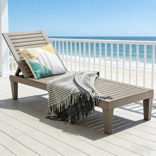 Outdoor Chaise Lounge Chair With 5 Positions Adjustable Backrest For Using In Your Patio, Garden, Backyard, Poolside, Etc
