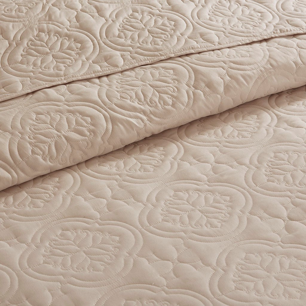 3 Piece Reversible Bedspread Set Khaki Full Queen