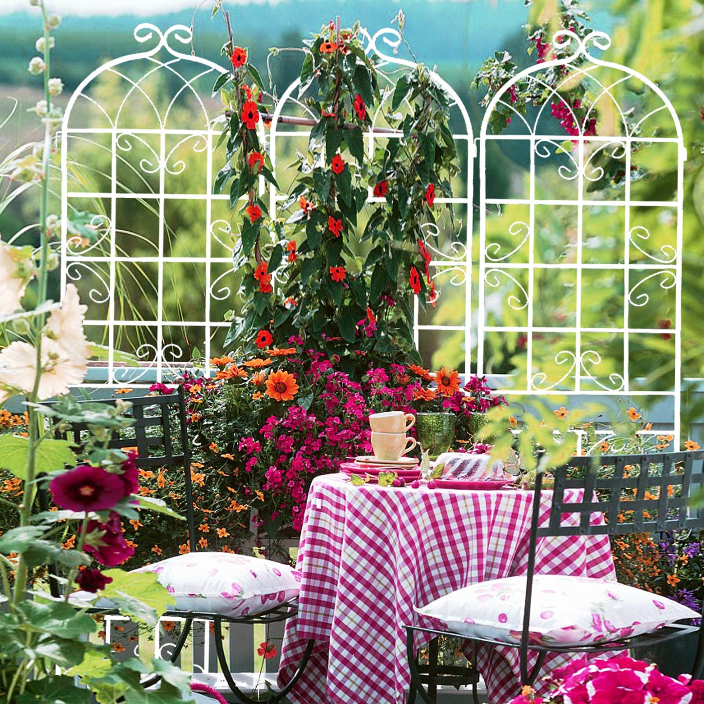 4 Pack Metal Garden Trellis 86.7  X 19.7  Rustproof Trellis For Climbing Plants Outdoor Flower Support Cream White
