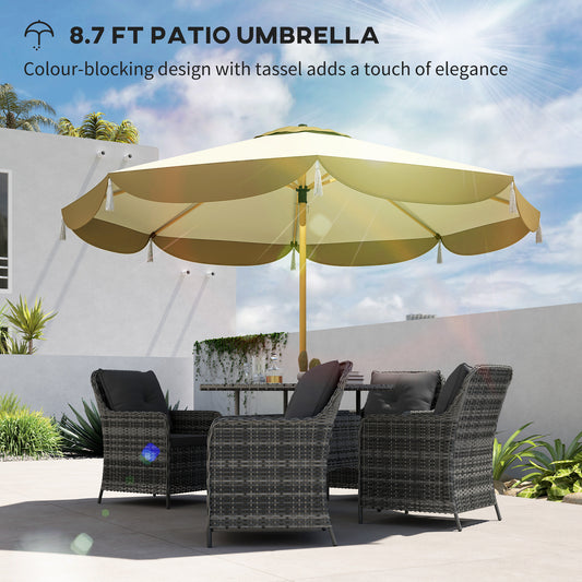 9FT Patio Umbrella, UPF 50+ Outdoor Market Umbrella With 8 Ribs, Vented Outdoor Table Umbrella For Deck, Backyard And Lawn, Cream White