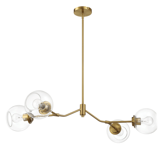 Jewel Four Lights Modern Farmhouse Chandelier Ceiling Hanging Light Fixture For Kitchen Island Dining Room 36  L X20  W X7.25  H With Clear Glass