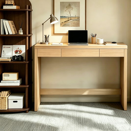 47 Inch Computer Desk And Writing Table - Farmhouse Home Office Desk With Drawer, Study Desk For Bedroom, Writing And Home Office Table