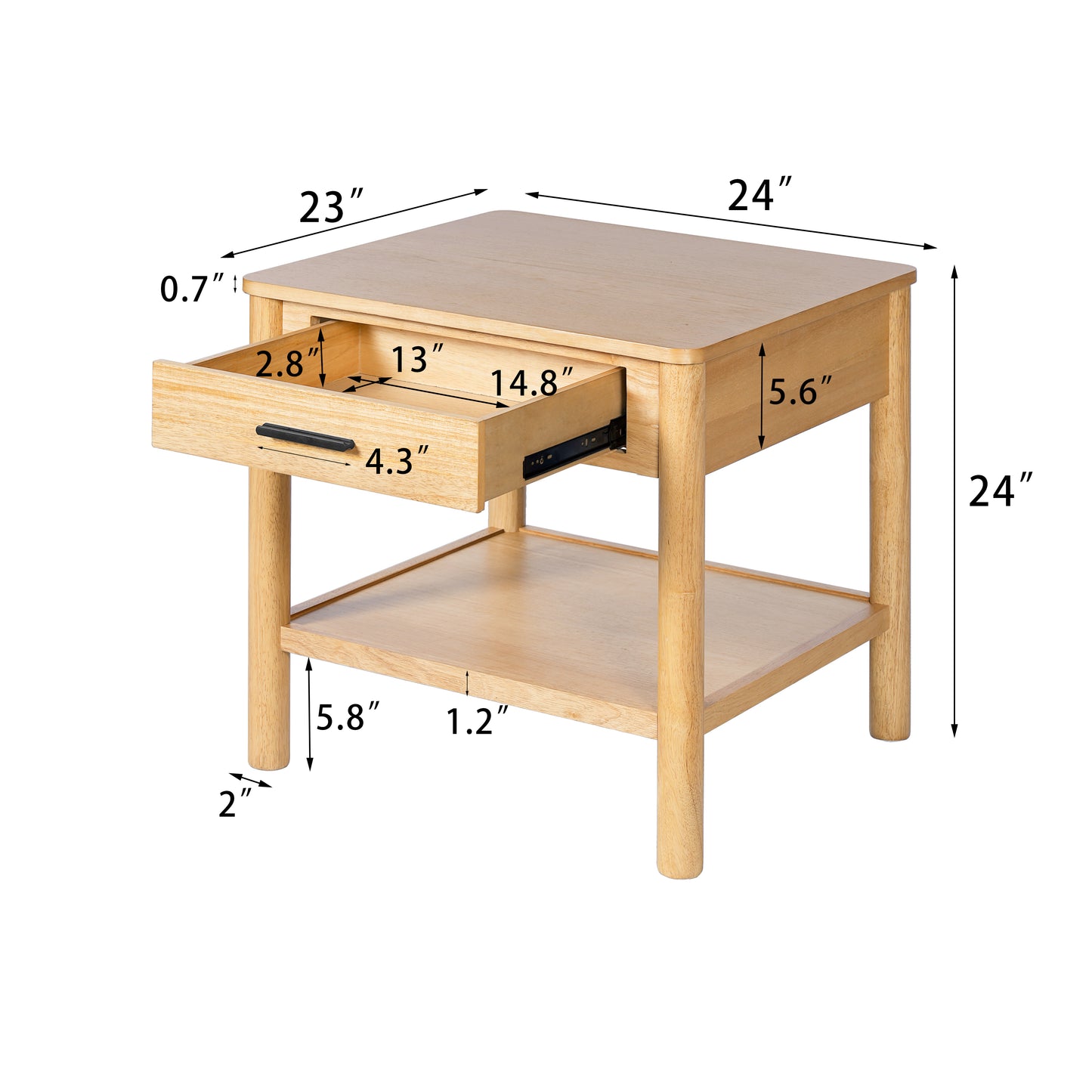 END TABLE K D WITH 1 DRAWER,NATURAL COLOR