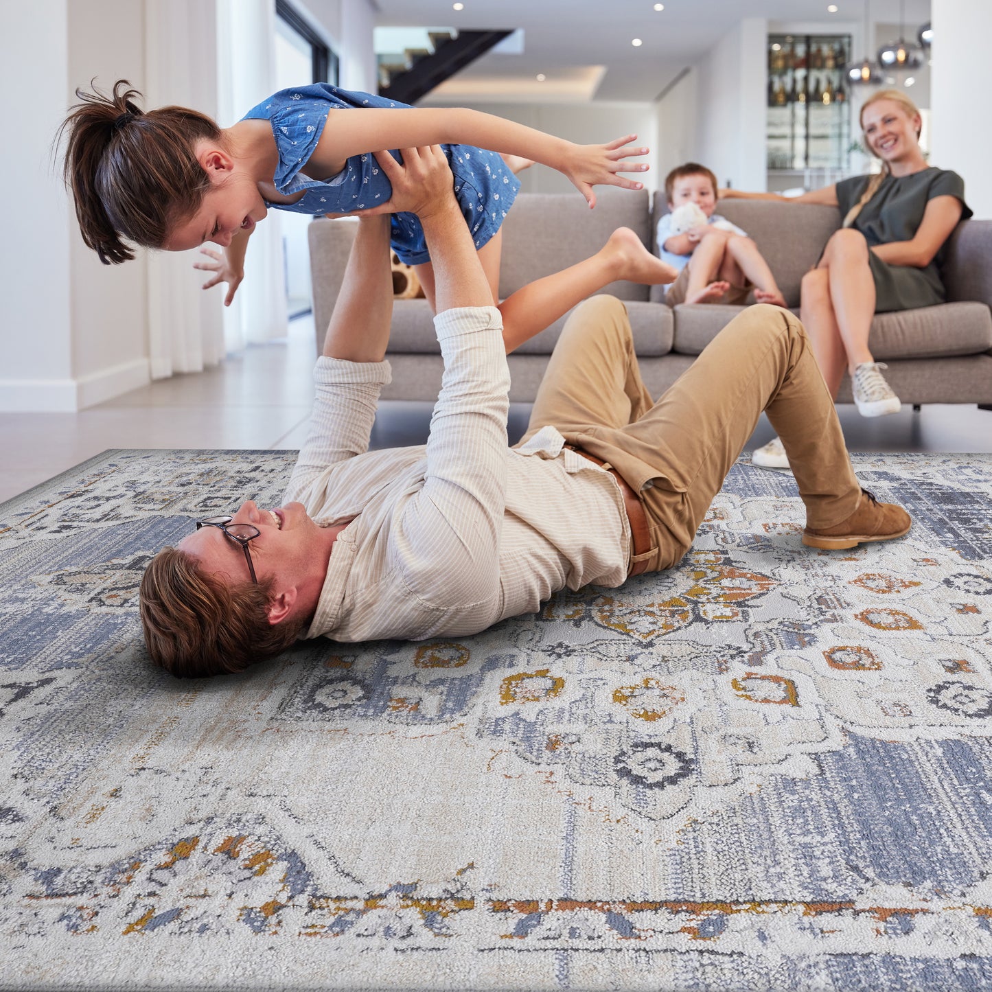 PAYAS  5X7 Cream  Gold  Medallion Area Rug