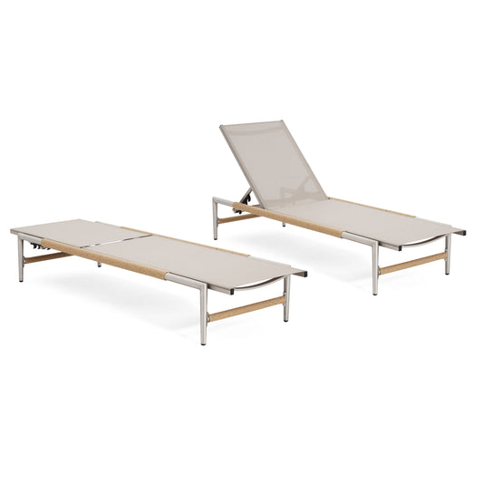 Hargrove Outdoor Patio Aluminum Chaise Lounge  Set Of 2
