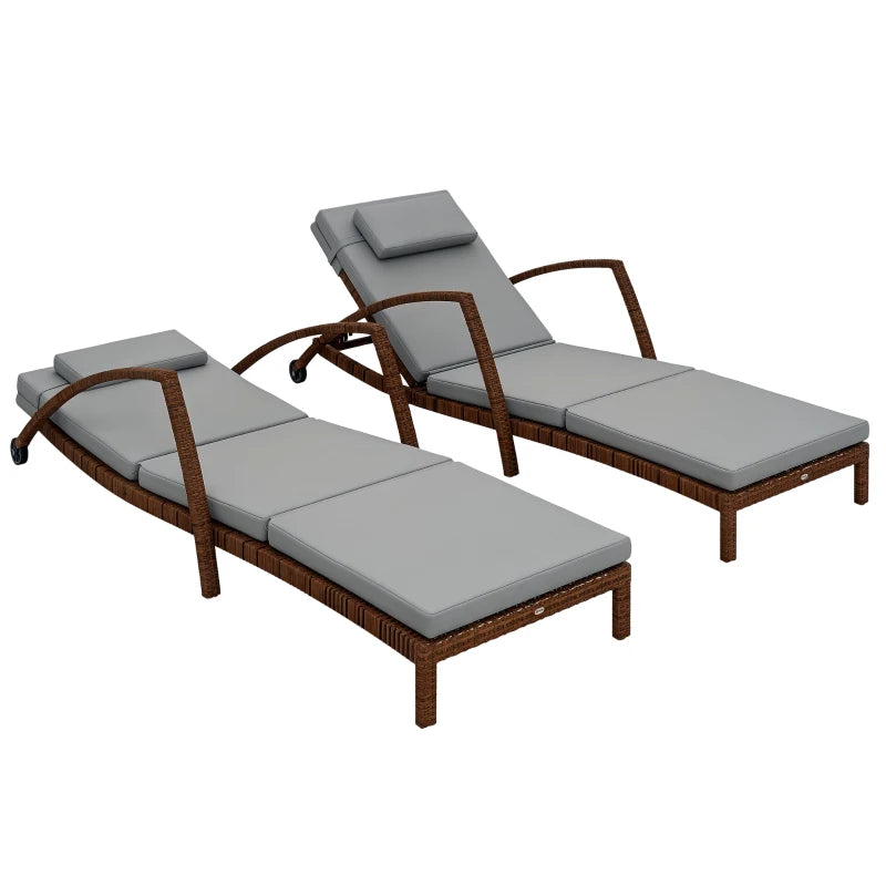 Set Of 2 Wicker Chaise Lounge Chair Outdoor Patio Lounger With 5 Adjustable Back, Wheels, Cushion, Multiple Packages Shipped. Please Pay Attention To The Dimensions And Weight In The Details.
