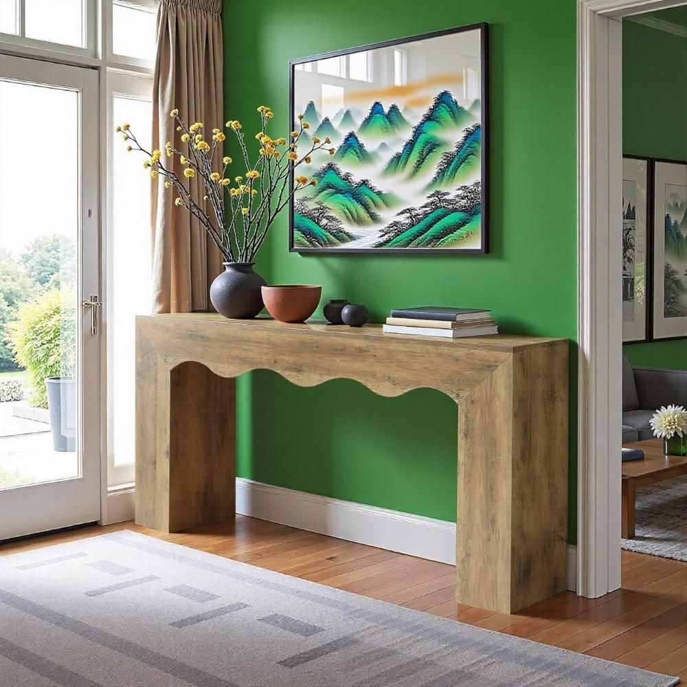 63" Farmhouse Console Table, Wooden Couch Table Behind Sofa With Storage, Long Entryway Sofa Station, Narrow Console Stand With Base