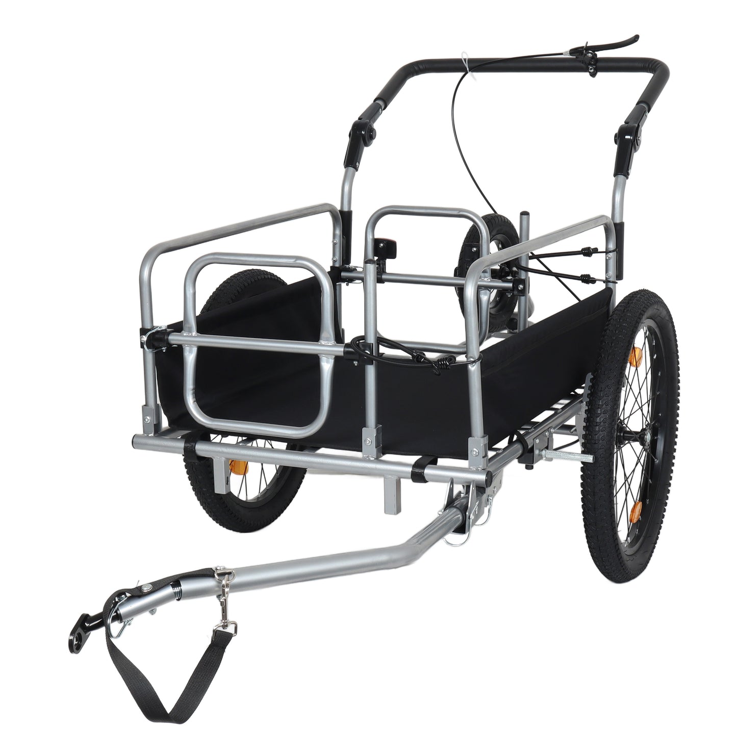 3- In- 1 Heavy- Duty Bike Cargo Trailer - Bike Compatible Steel Frame  110lb Capacity  Convertible Stroller & Pull Cart W Suspension  20 X2- 3 8  FAT Tire