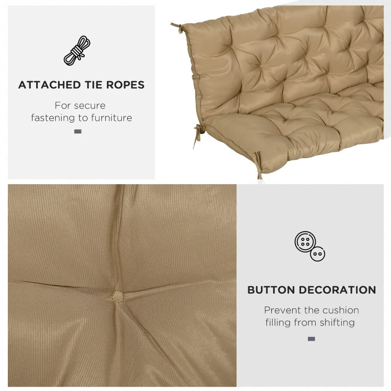 Tufted Bench Cushion For Outdoor Furniture, 3-Seater Replacement For Swing Chair, Patio Sofa Couch, Khaki Shipped By Aosom LLC