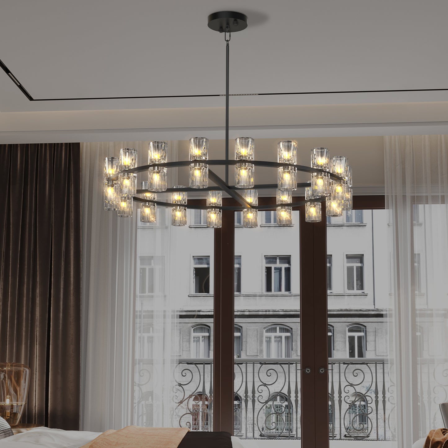 L005030-D36-P36B,W1340P310778  36 Inches Luxury Chandeliers Crystal Living Room Decorative Lights Simple Modern Dining Room LED Lighting,for Home Decor ,Bulbs Included