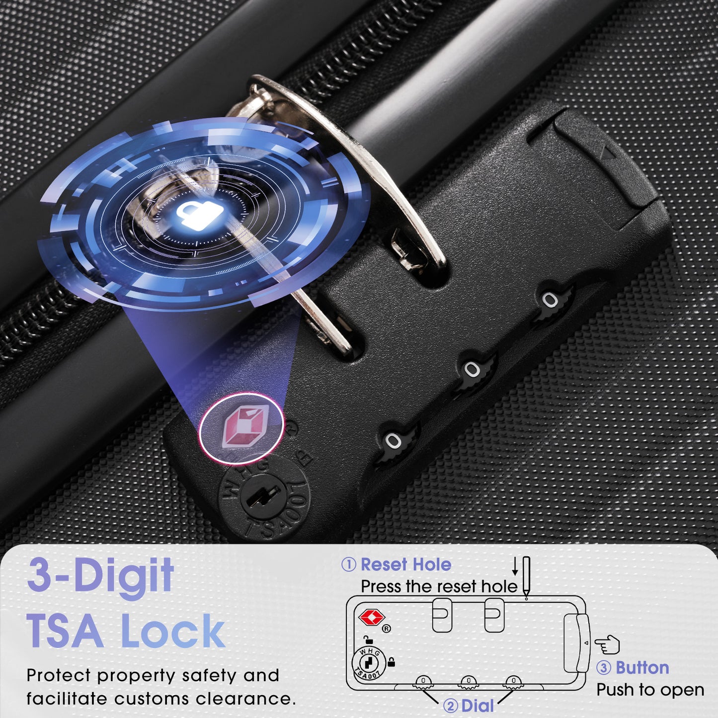 Luggage Set 3 Piece, Lightweight Durable ABS Suitcases With Spinner Wheels And TSA Lock, Carry-on & Checked Travel Luggage  20 24 28
