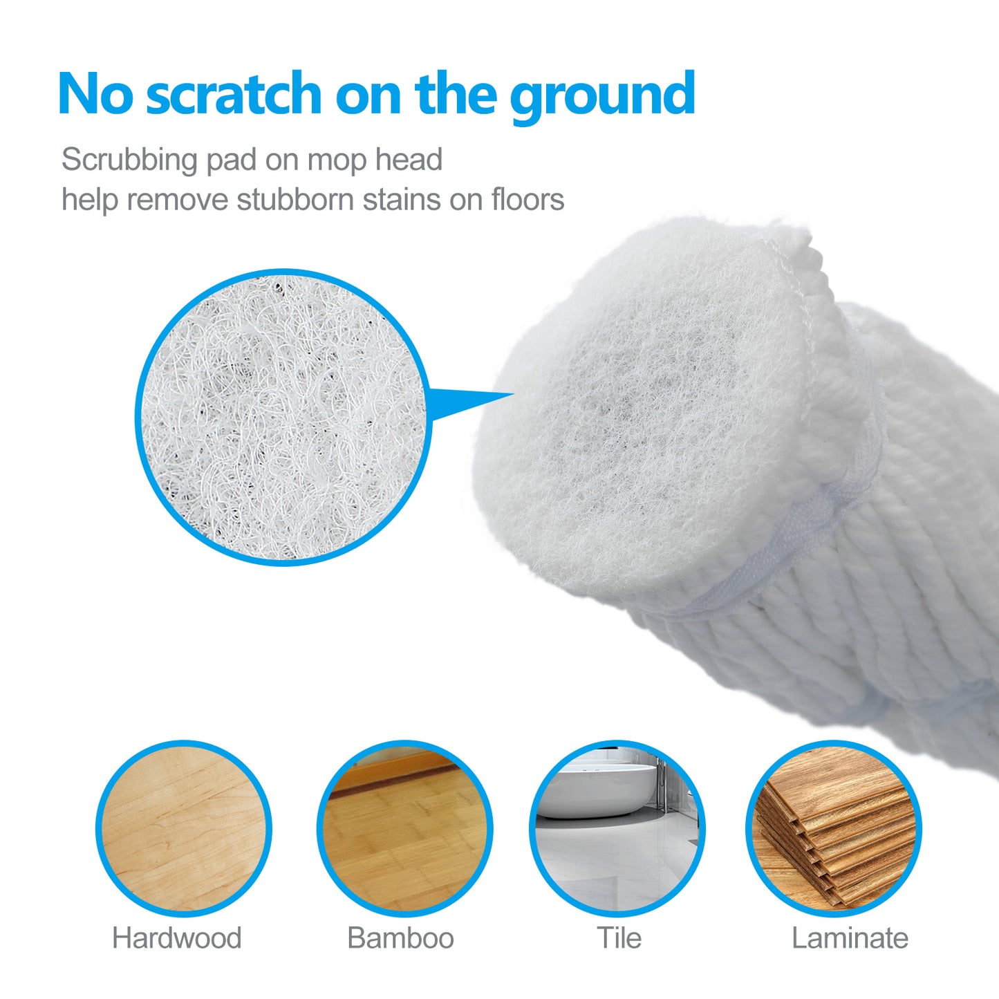 57.5-inch Long Handle Self Bending Twist Mop, Dry And Wet Ultra-fine Fiber Floor Mop, Wet Mop For Floor Cleaning, Commercial And Household Cleaning Hardwood, Vinyl, Ceramic Tiles, Etc