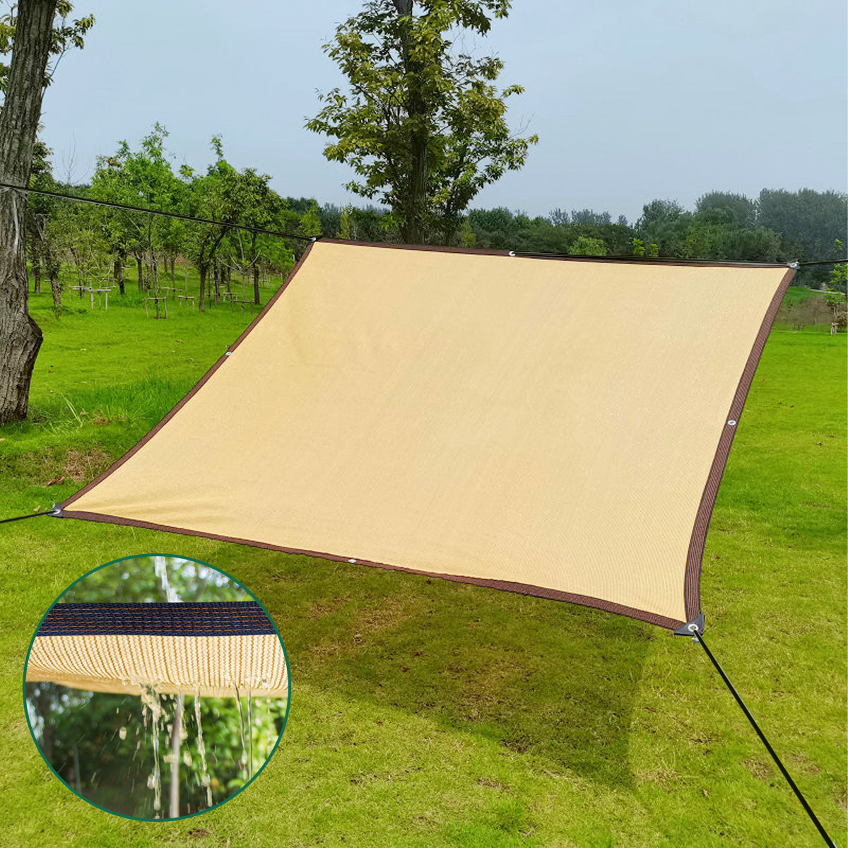 Rectangle Sun Shade Sail With 4 Snap Hook  UV Blockage