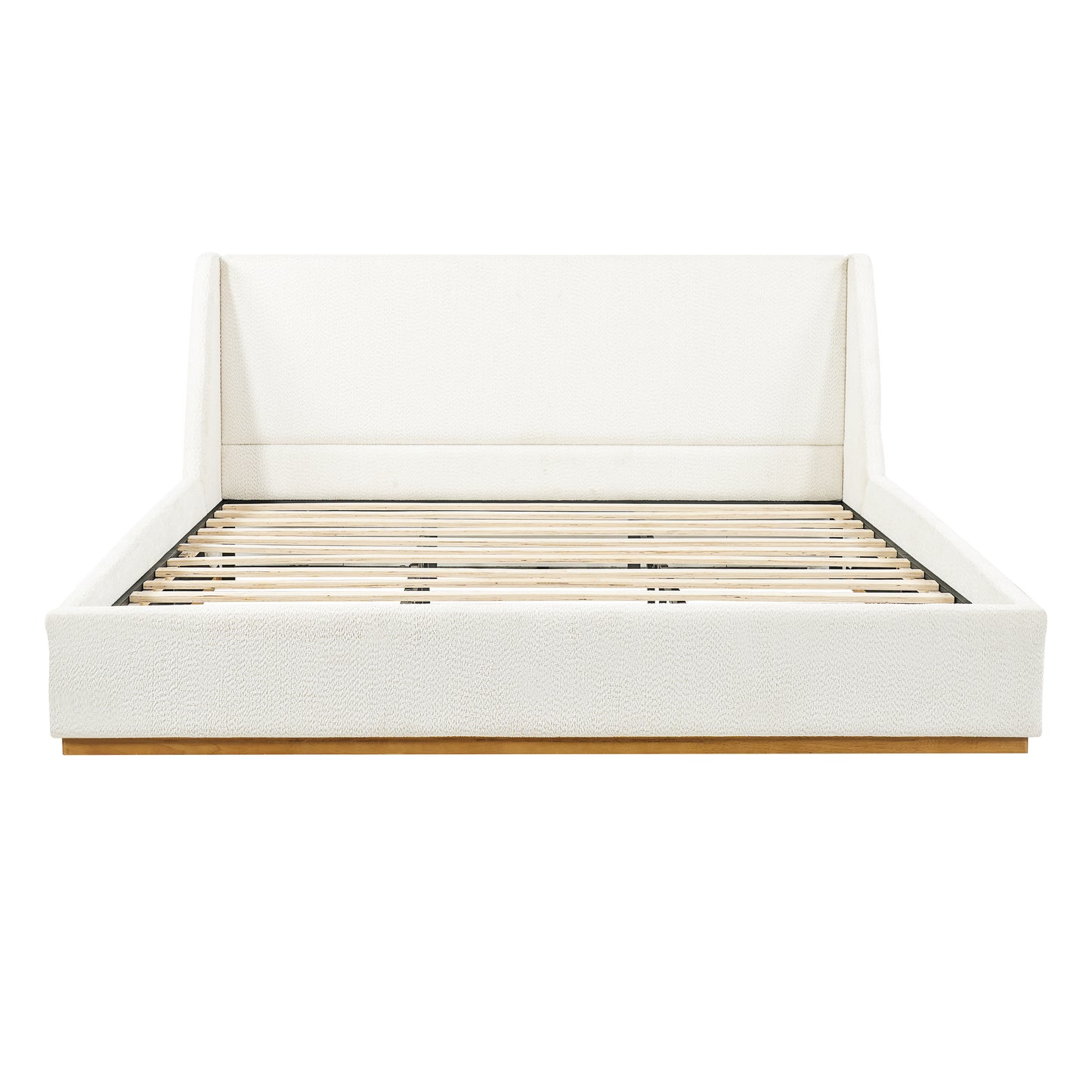 Luxury Upholstered Bed With Wings, White, King