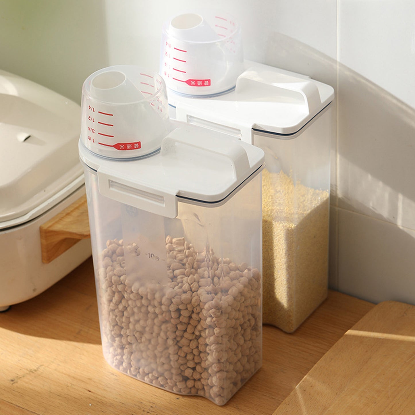 Rice Airtight Storage Container With Clear Scale Double Sealed Rice Containers For Cereal Flour Rice