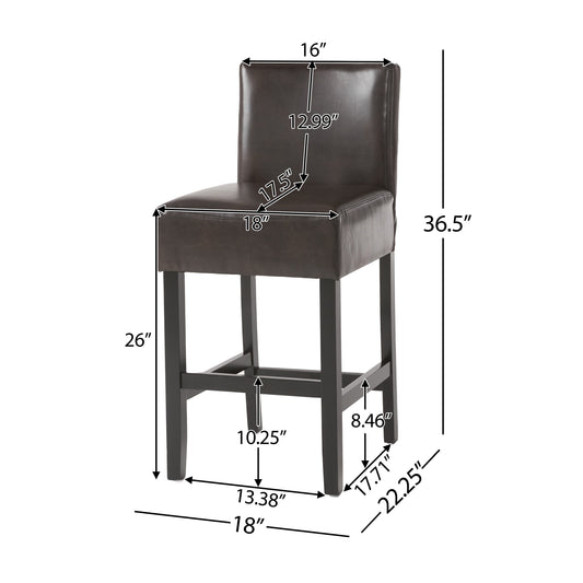 26-inch Brown Leather Counter Stools  Set Of 2