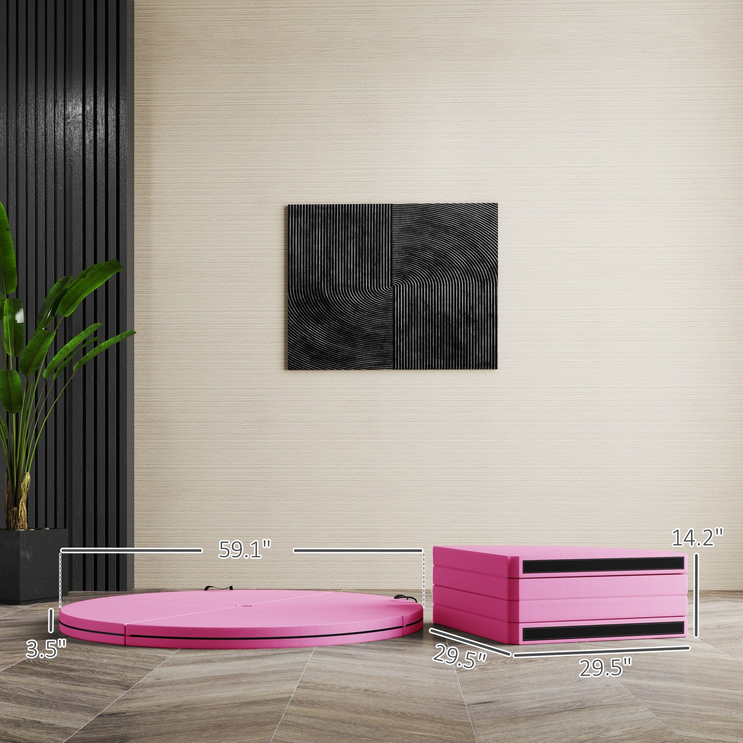 Foldable Crash Mat, Pole Padding With Carrying Handles And EPE Foam For Dance Training And Exercise, Pink