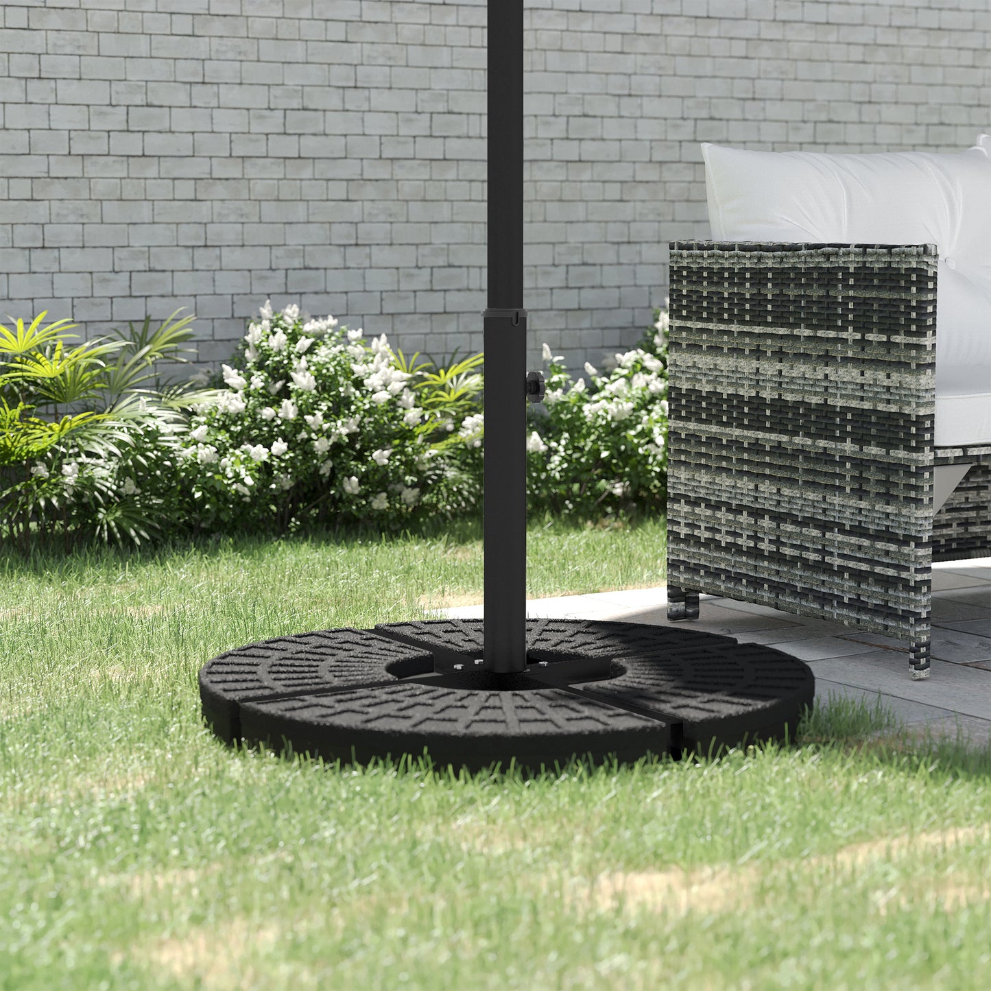 Outdoor Universal Cross Brace Stand For Small Offset Umbrella Or Large Market Umbrella, Black