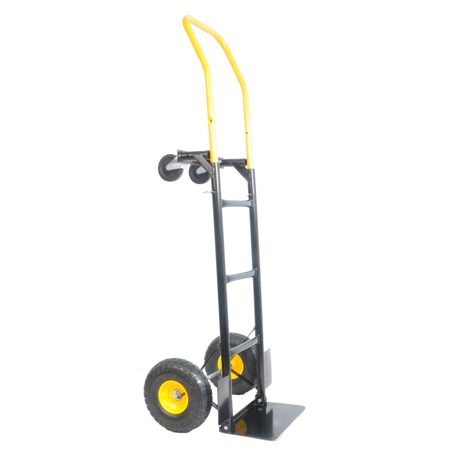 HT1006BK-YL   Hand Truck Dual Purpose 2 Wheel Dolly Cart And 4 Wheel Push Cart With Swivel Wheels 330 Lbs Capacity Heavy Duty Platform Cart For Moving Warehouse Garden Grocery