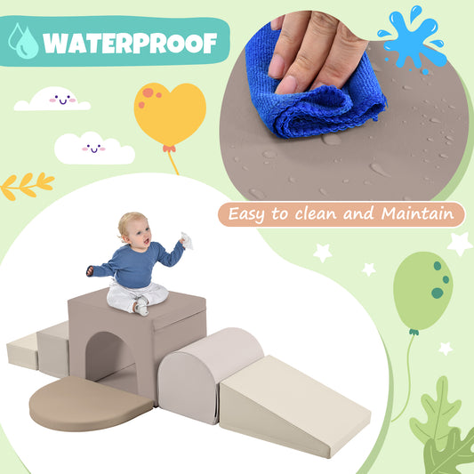 Colorful Soft Climb And Crawl Foam Playset 7 In 1, Soft Play Equipment Climb And Crawl Playground For Toddlers, Kids Crawling And Climbing Indoor Active Play Structure