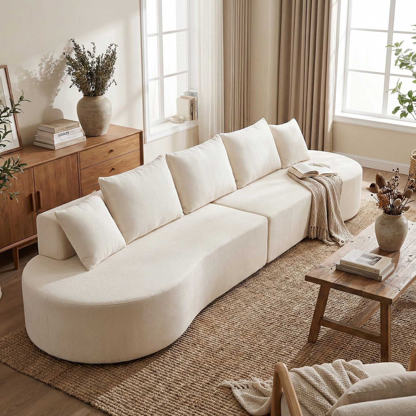 138.6  Modern Curved Modular Sectional Sofa With High-Density Fully Compressed Sponge, 2-Piece Set, Fully Assembled Left Right Hand Facing, Perfect For Living Room, Lounge
