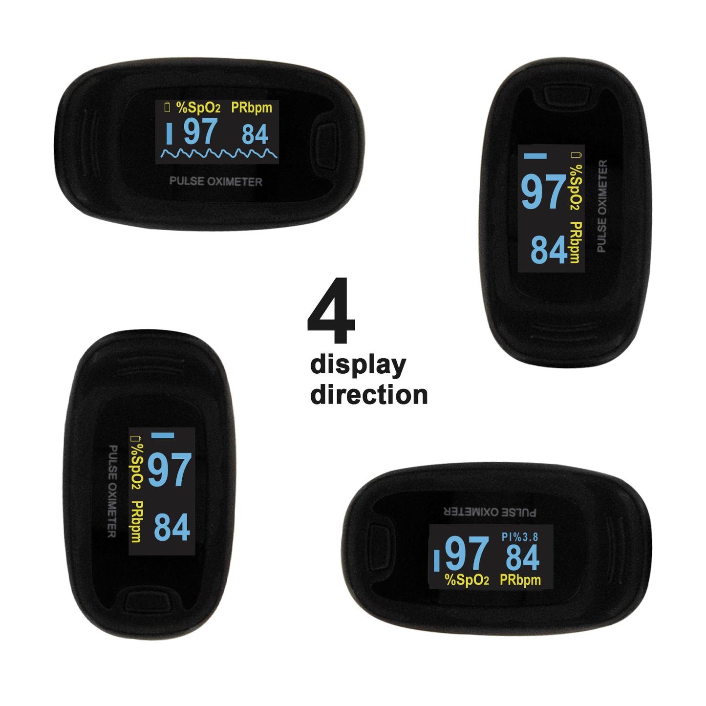 Finger-clip Pulse Oximeter, Blood Oxygen Saturation And Heart Rate Monitoring, With Soft Case, FDA Approved