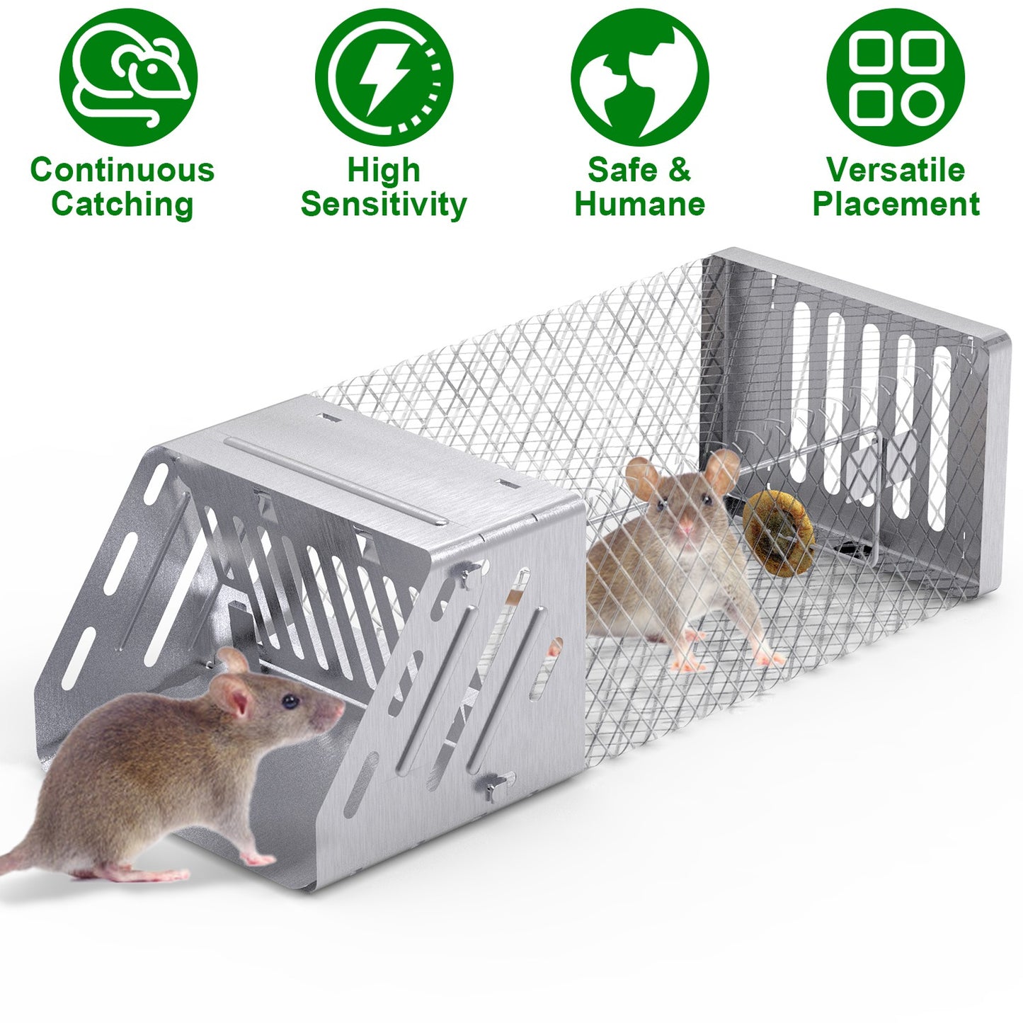 1Pc Automatic Continuous Rat Trap Single Door Mouse Cage Humane Live Animal Trap Cage Indoor Outdoor For Small Rodents Mice Voles