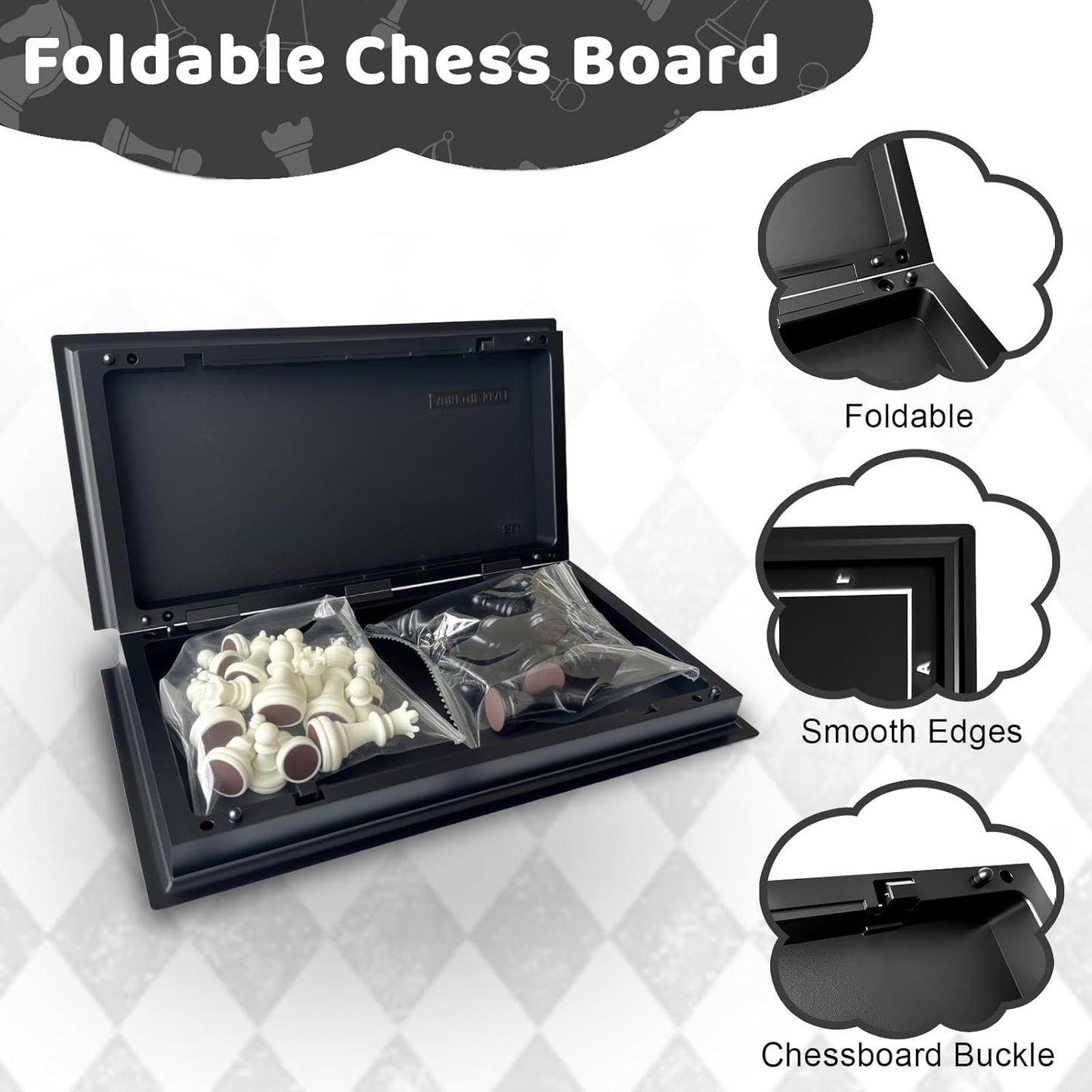 Travel Chess Set, 9.8in Magnetic Chess Board With 2 Extra Queen Portable Folding Board Chess Games