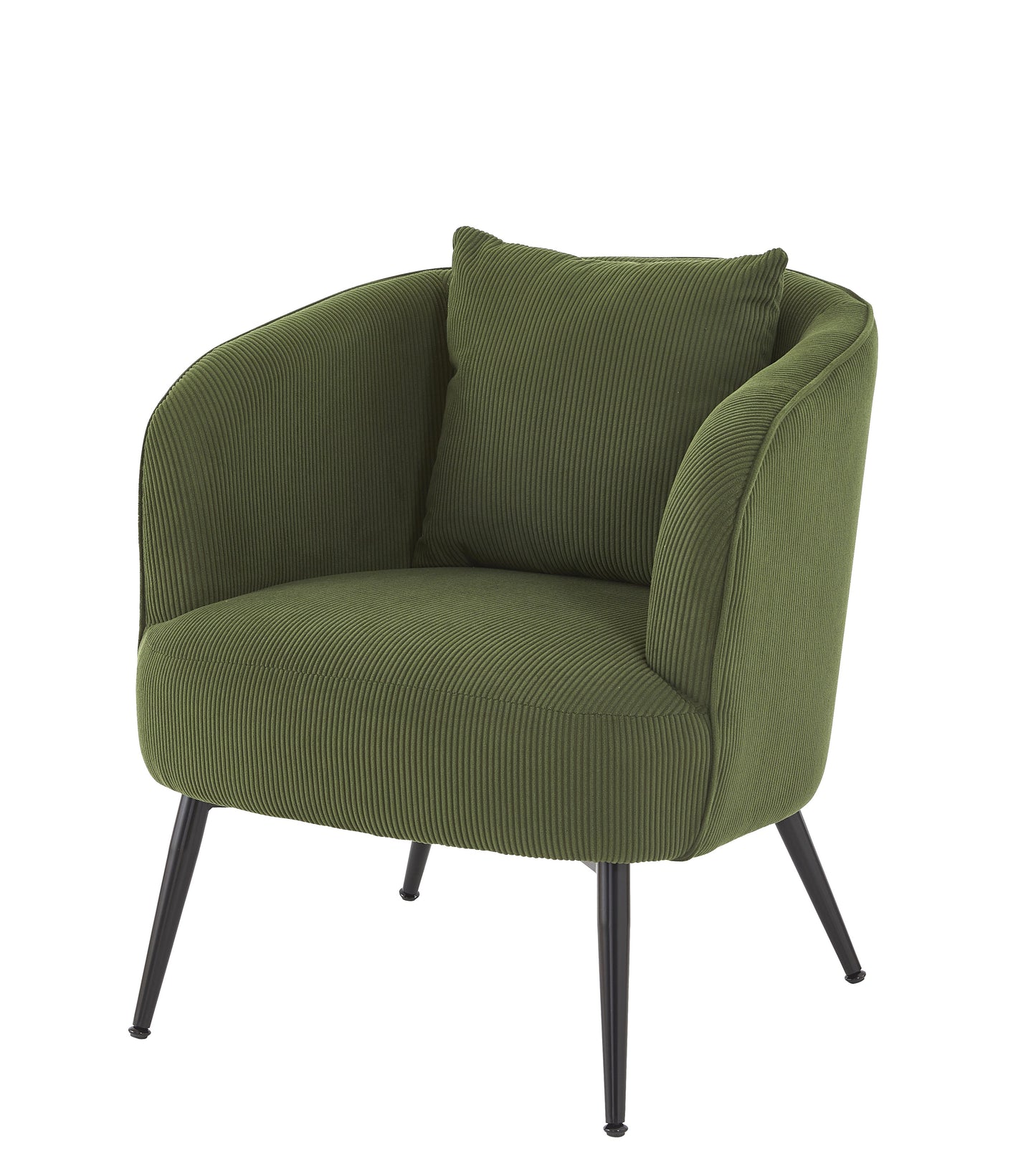 Velvet Accent Chair With Pillow, Modern Upholstered Armchair With Metal Legs, Comfy Barrel Chair For Living Room Bedroom