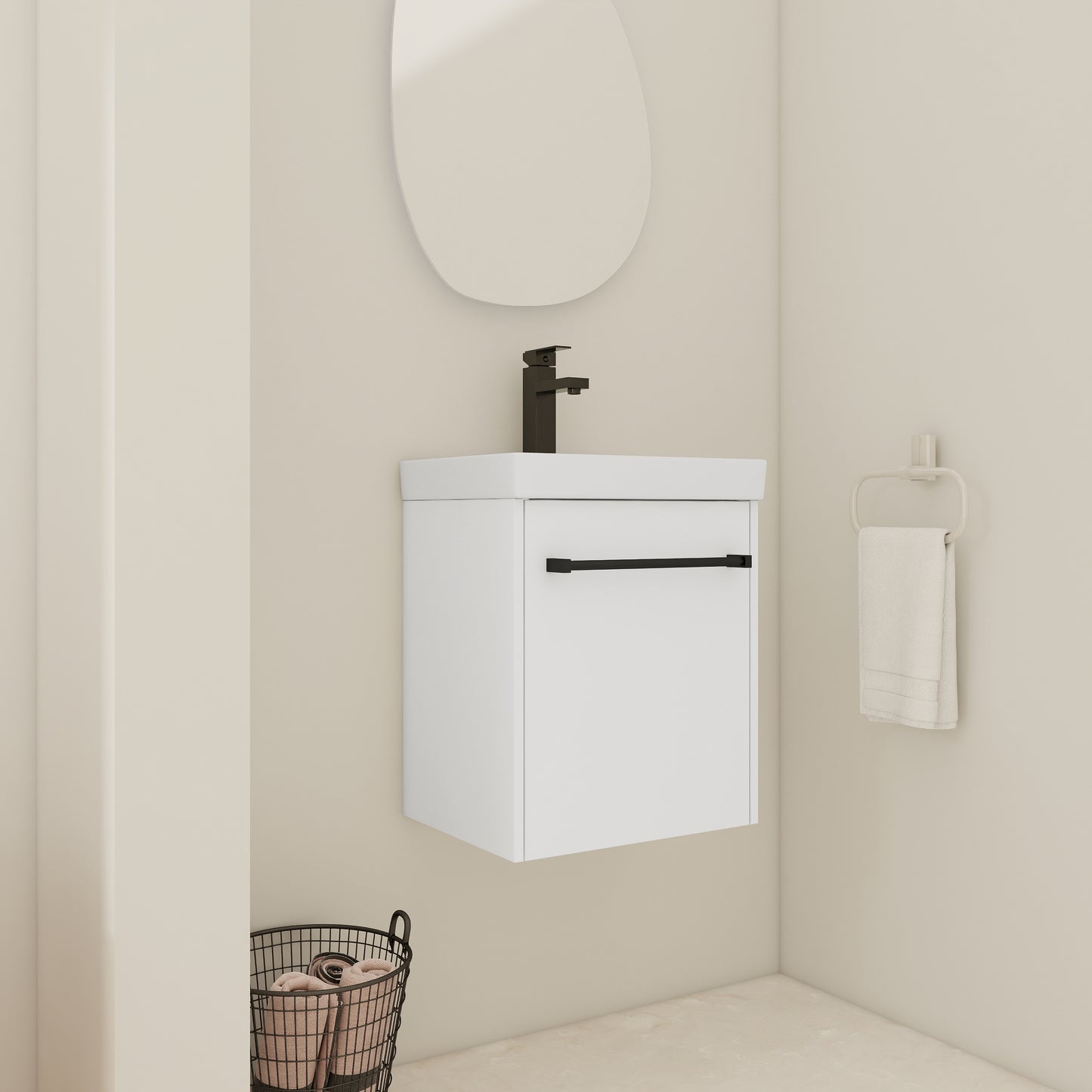 18'' Floating Wall-Mounted Bathroom Vanity With Ceramic Sink & Soft-Close Cabinet Door, For Small Bathroom