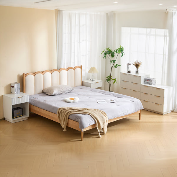 White P2 Density Board, Wavy Surface, 45x40x60cm, Single Piece, Bedside Table, 2 Pieces