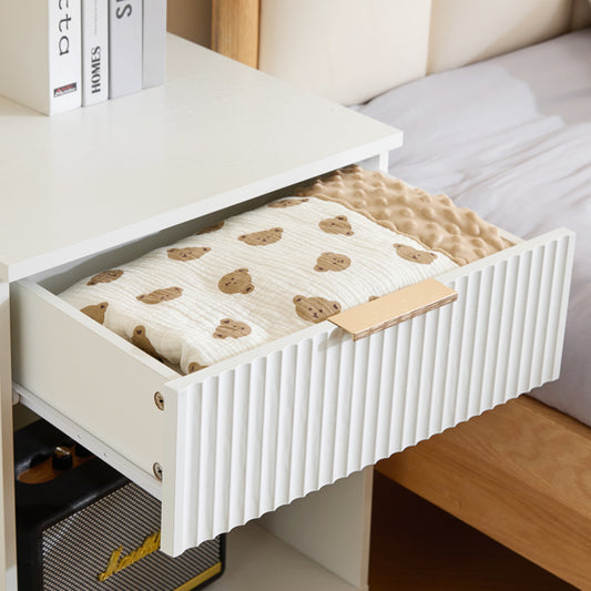 White P2 Density Board, Wavy Surface, 45x40x60cm, Single Piece, Bedside Table, 2 Pieces