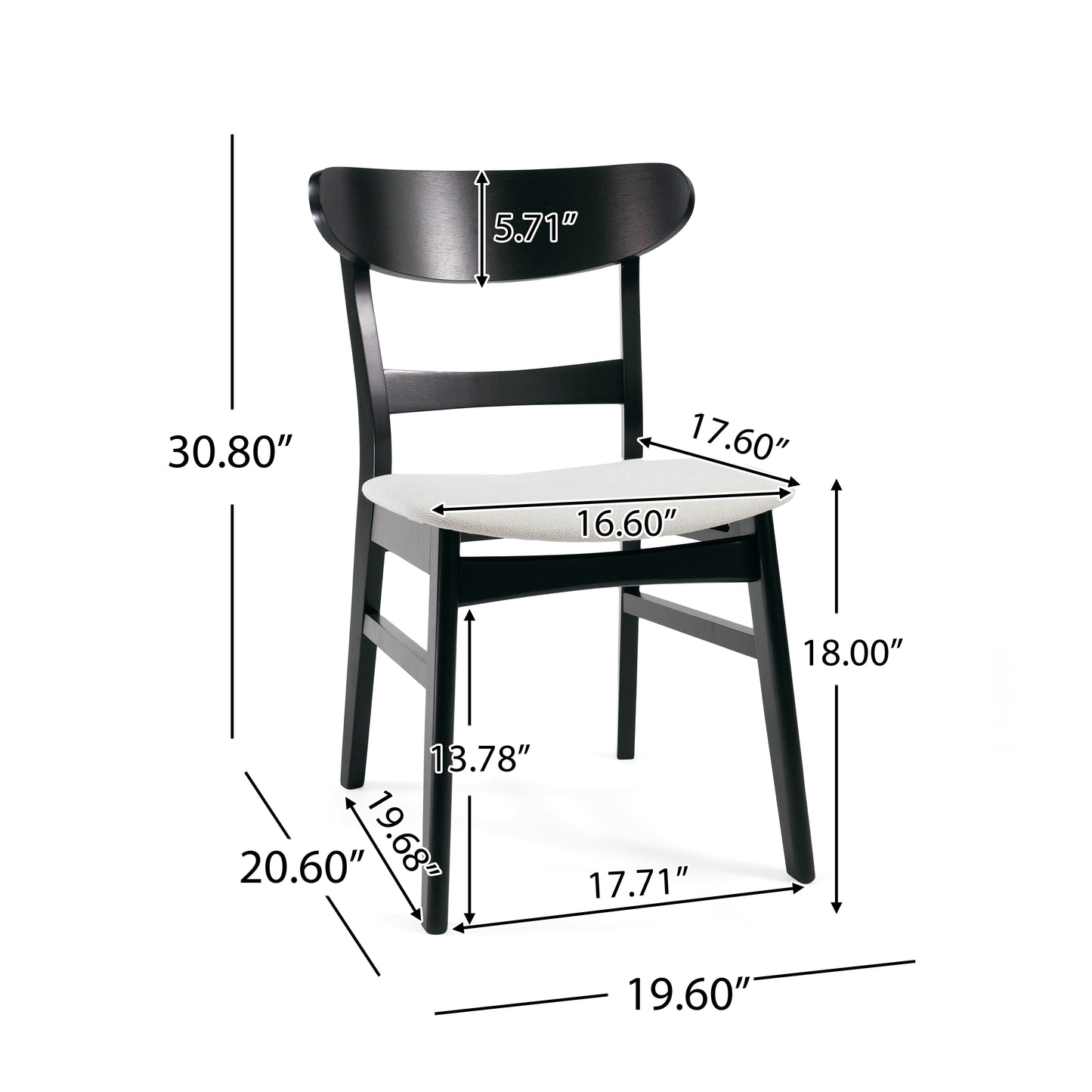 Video Set Of 2 Dining Chairs - Upholstered Seat, Rubberwood Legs, Black   Light Beige Same Sku  58915.00LBEBLK