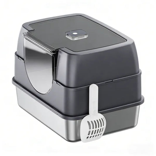 Galaxy Enclosed Gray Cat Litter Box, Sealed To Prevent Odors And Sanding, Stable And Durable, Suitable For Pet Families Worldwide