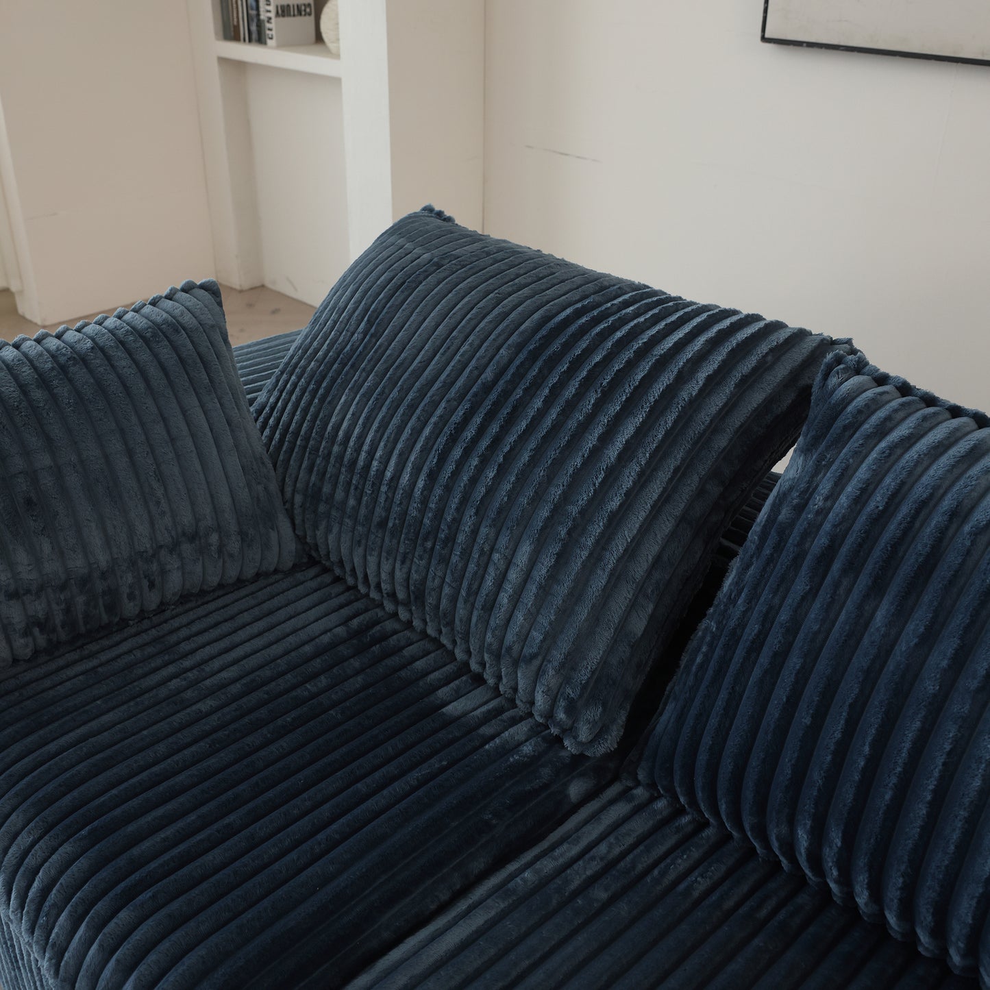 118.2 Cloud Sofa,Corduroy Fabric,Deep Seat Couches,Double-layer Design,Removable Cushion,No Assembly, DIY Combination For Living Room, Bedroom,Conference Room ,Apartment,Blue
