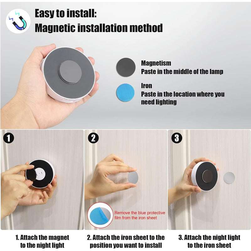 6 Pcs Under Cabinet Lights 16 LEDs Wireless Motion Sensor Light Puck Light, 3 Color Temps Dimmable 3000-6000K, Rechargeable Closet Lights For Cabinet, Closet, Kitchen, Hallway, Stairs