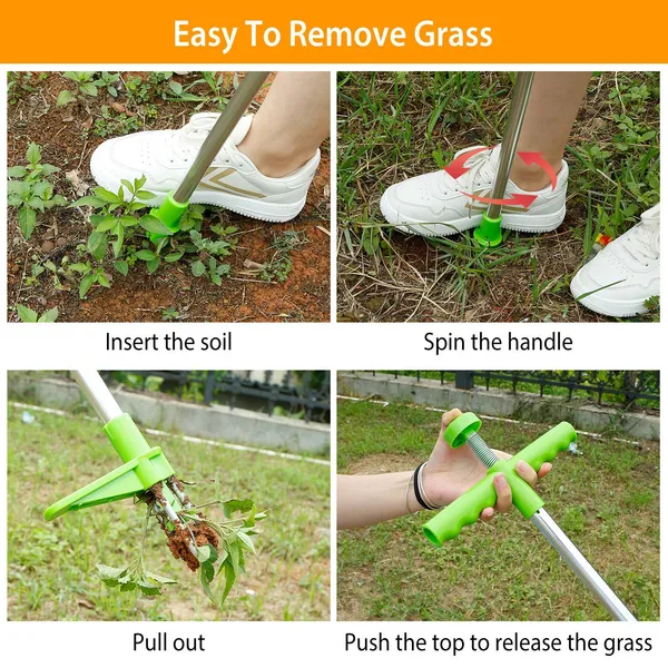Weed Puller Twister Stand Up Root Removal Hand Tool 3 Claws Aluminum